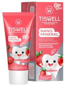 Зубная паста детская Tiswell со вкусом клубничного пломбира Nano Mineral 60г